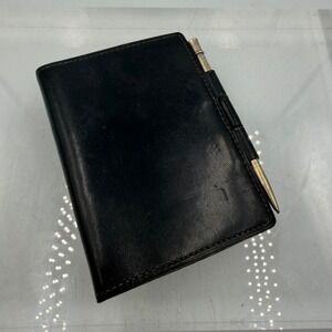 Vintage Hermes Paris Black Leather Address Book Carnet Adresses Silver Pencil